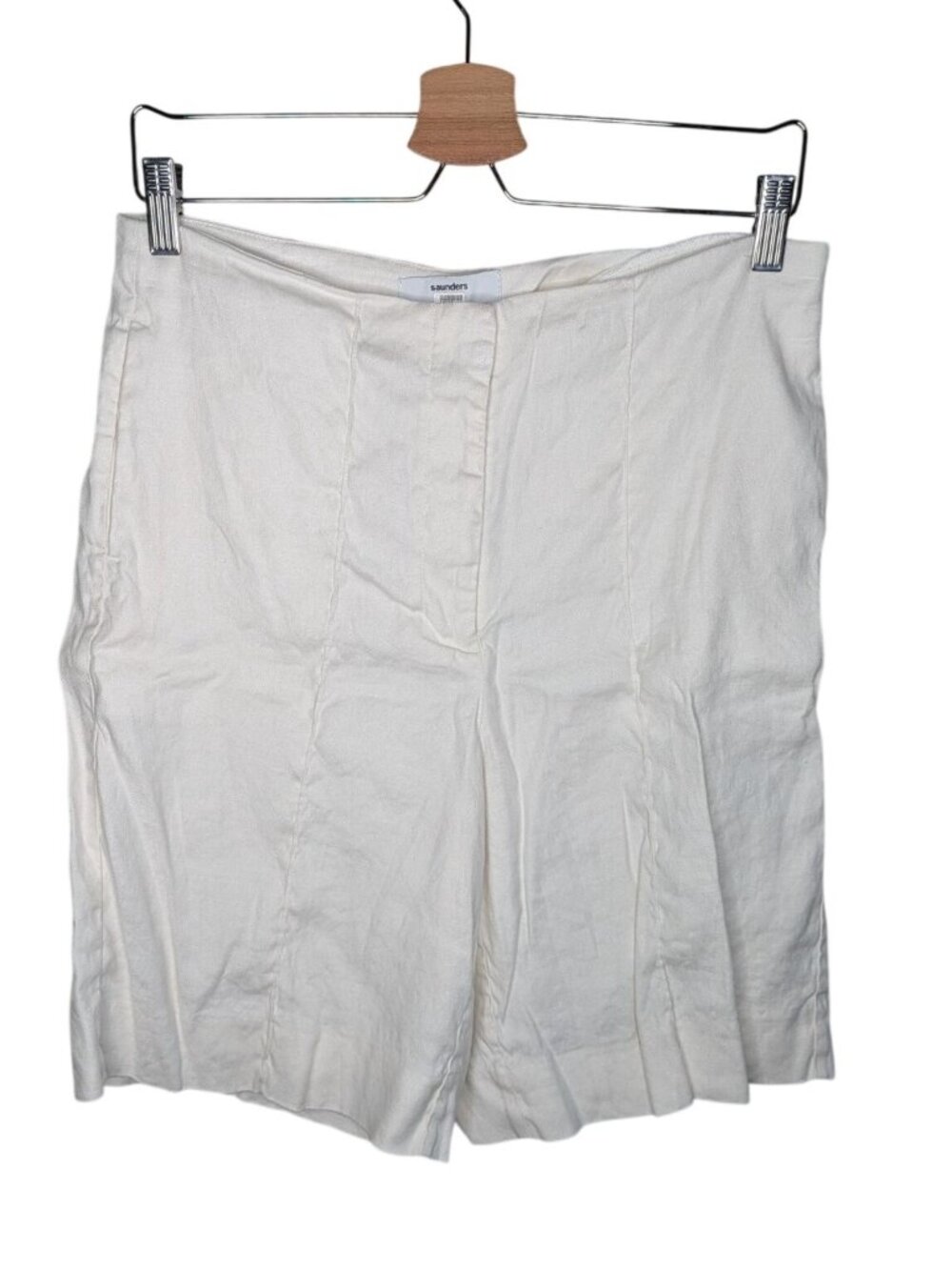 Saunders White Linen Blend Bermuda Shorts Size 8